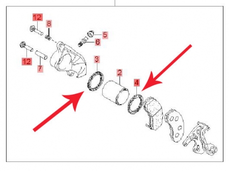 Oringi tłoka zacisku hamulcowego Kia K2700, K2500 I