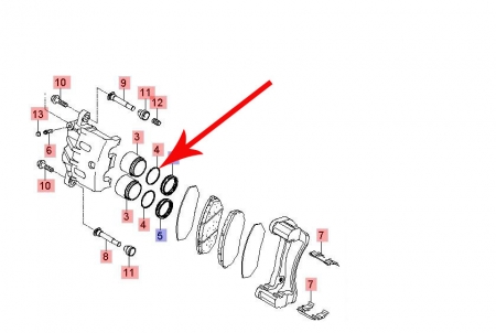 Pierścień tłoka zacisku hamulcowego Kia K2900, Sorento