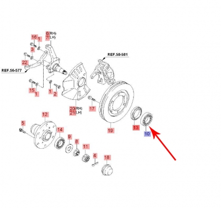 Łożysko koła przedniego (wewn.) Kia K2700, K2500