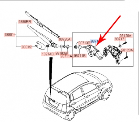 Silnik wycieraczki tylnej Kia Picanto