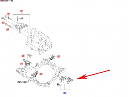 Poduszka skrzyni biegów Kia Cerato 1500 CRDI
